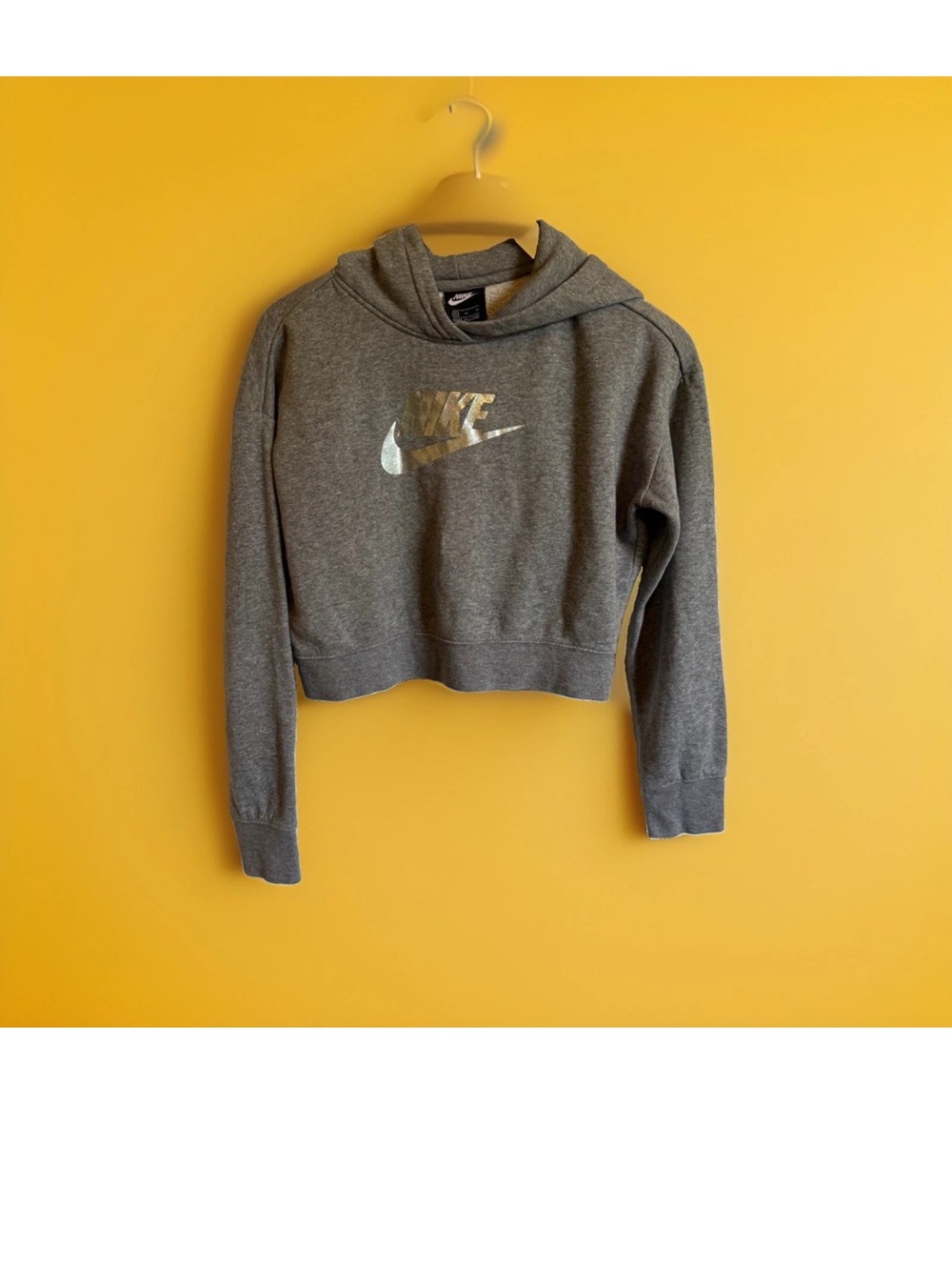 Nike Sportswear Silver Logo Grey Pullover Hoodie Fleece GIRLS YOUTH XL